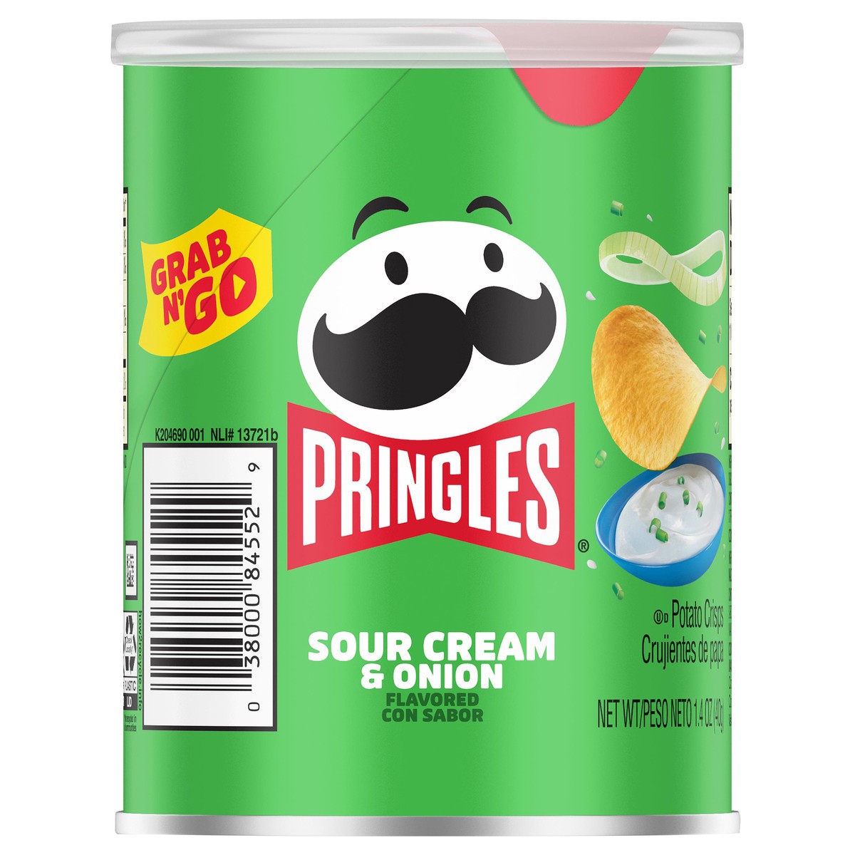 slide 14 of 14, Pringles Potato Crisps Chips, Lunch Snacks, Office and Kids Snacks, Grab and Go Snack Pack, Sour Cream and Onion, 1.4oz Can, 1 Can, 1.4 oz