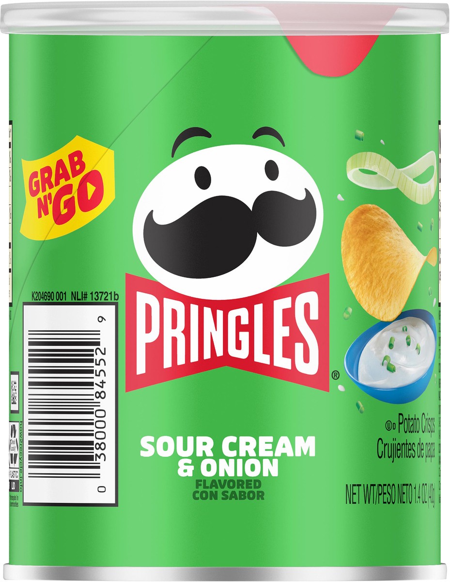 slide 3 of 14, Pringles Potato Crisps Chips, Lunch Snacks, Office and Kids Snacks, Grab and Go Snack Pack, Sour Cream and Onion, 1.4oz Can, 1 Can, 1.4 oz