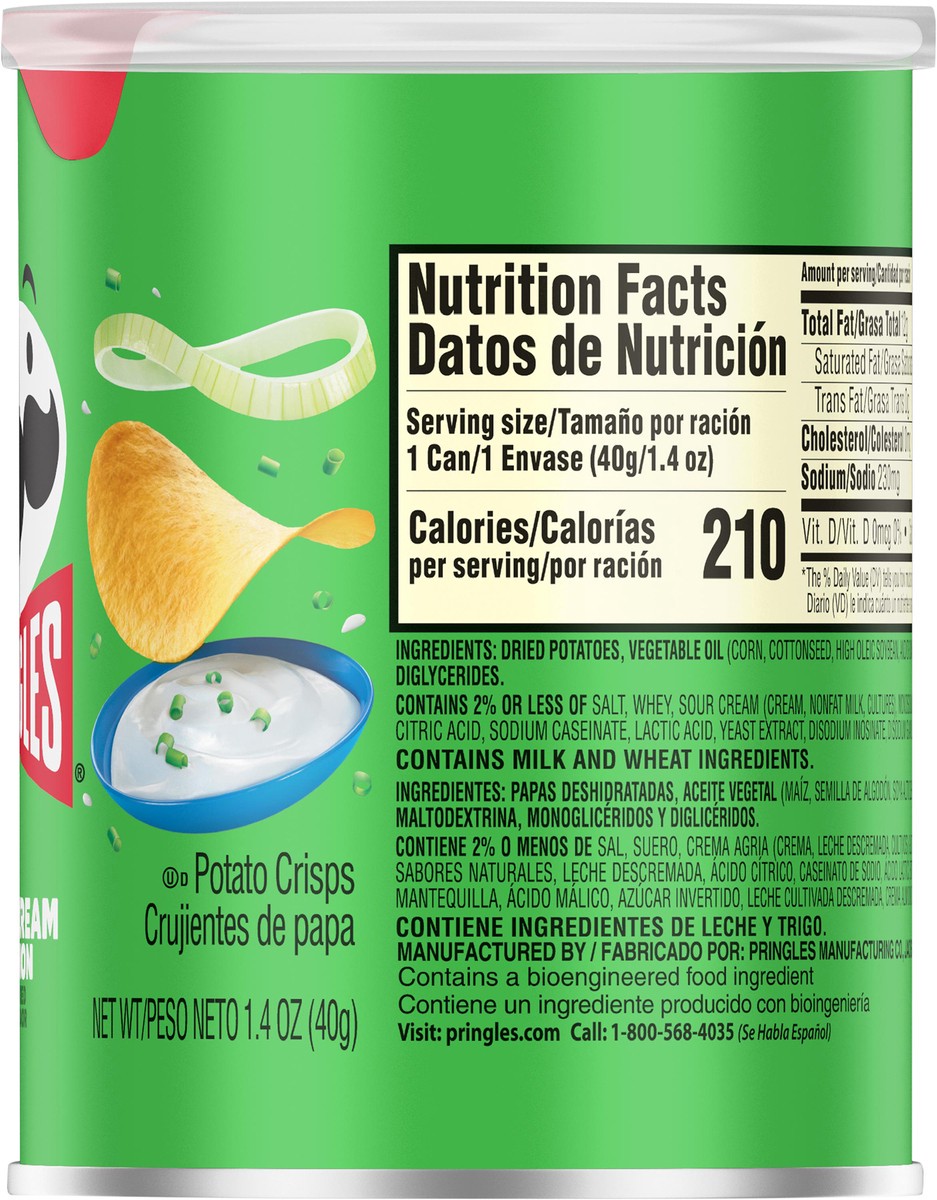 slide 2 of 14, Pringles Potato Crisps Chips, Lunch Snacks, Office and Kids Snacks, Grab and Go Snack Pack, Sour Cream and Onion, 1.4oz Can, 1 Can, 1.4 oz