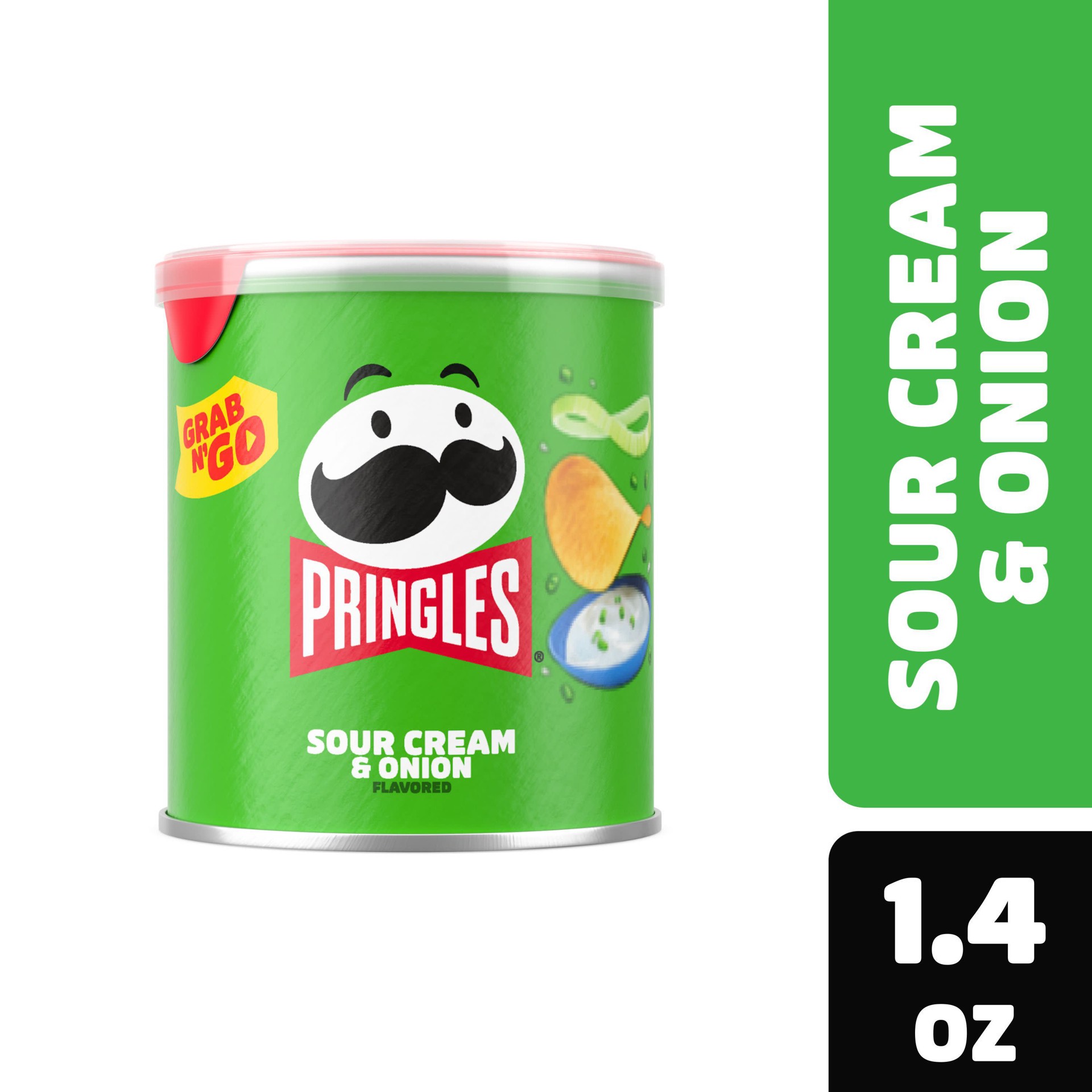 slide 1 of 14, Pringles Potato Crisps Chips, Lunch Snacks, Office and Kids Snacks, Grab and Go Snack Pack, Sour Cream and Onion, 1.4oz Can, 1 Can, 1.4 oz