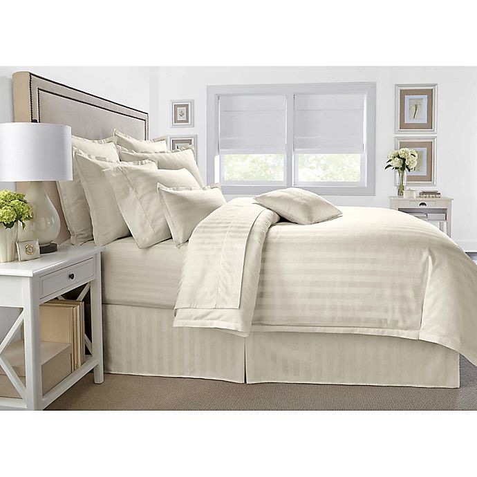 slide 1 of 1, Wamsutta 500-Thread-Count PimaCott Damask Stripe King Duvet Cover Set - Ivory, 1 ct