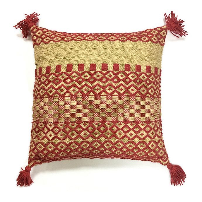 slide 1 of 2, Destination Summer Woven Diamond Square Outdoor Throw Pillow - Red, 1 ct