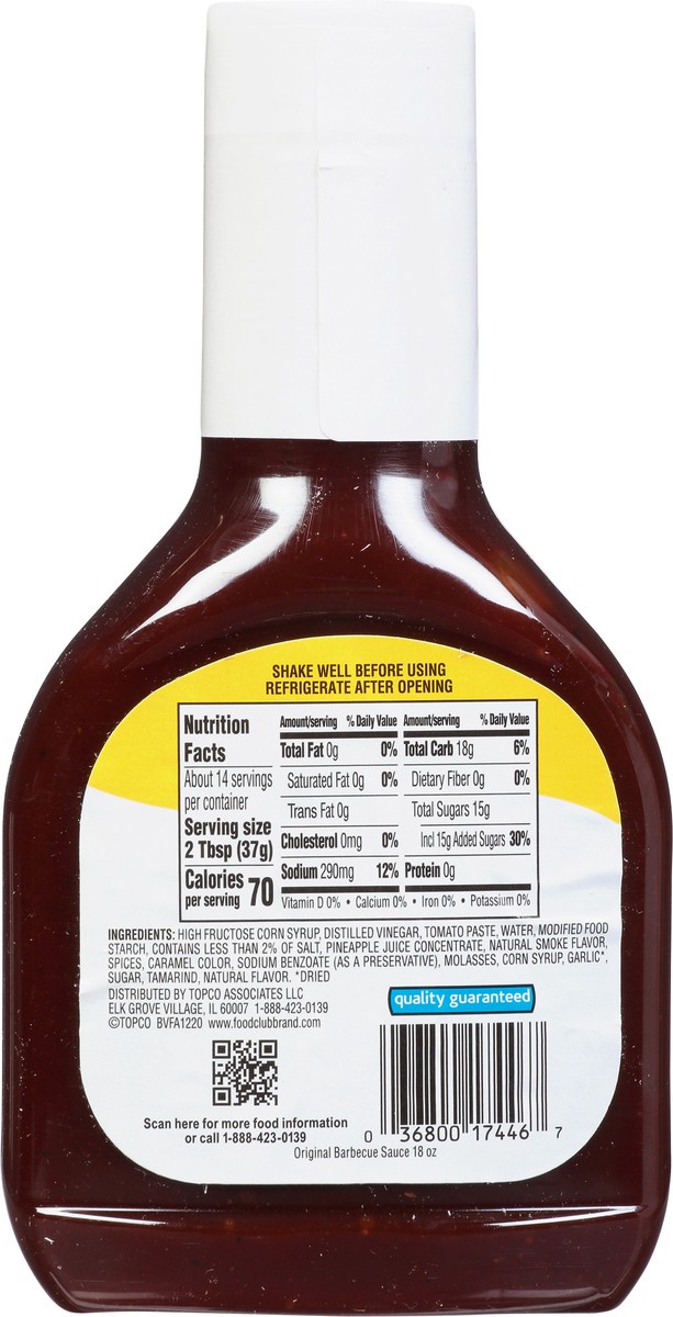 slide 10 of 11, Food Club BBQ Sauce Sweet and Tangy Original, 18 oz