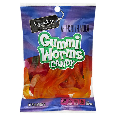 slide 1 of 1, Signature Select Candy Gummi Worms, 8 oz