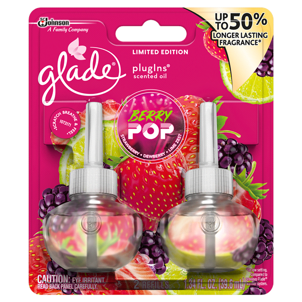 slide 1 of 4, Glade Berry Pop PlugIns Scented Oils Refills, 2 ct