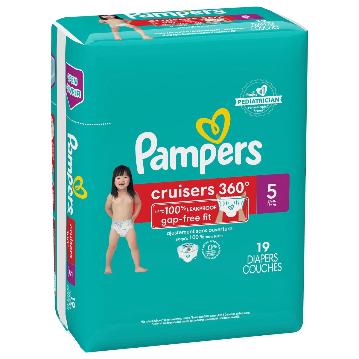 slide 2 of 8, Pampers Cruisers 360 Diapers Size 5 19 Count, 19 ct
