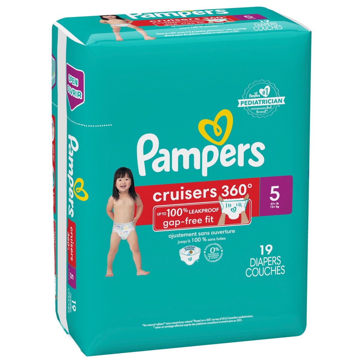 slide 4 of 8, Pampers Cruisers 360 Diapers Size 5 19 Count, 19 ct