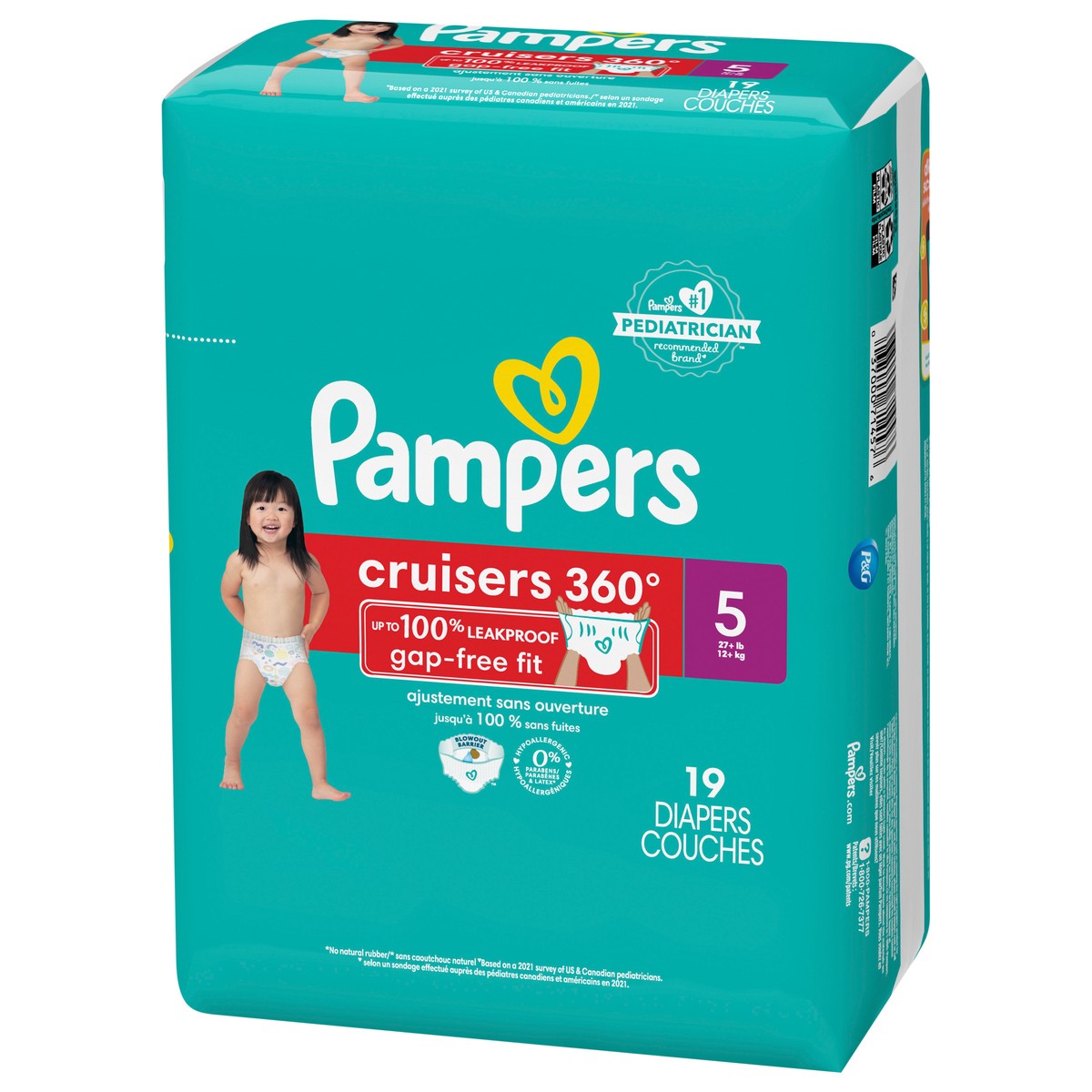 slide 3 of 8, Pampers Cruisers 360 Diapers Size 5 19 Count, 19 ct