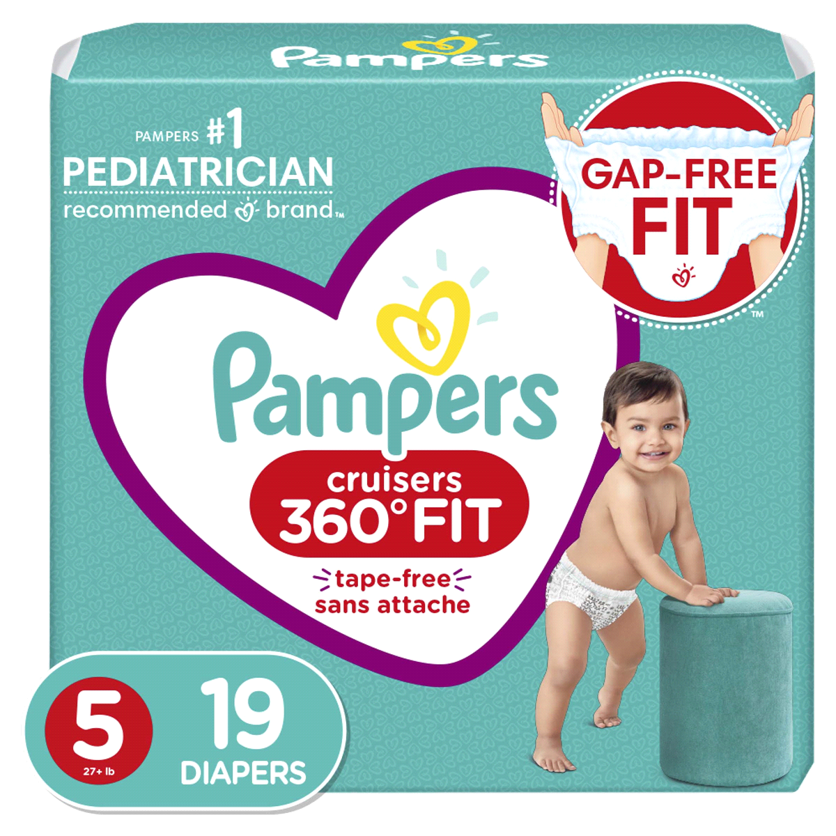 slide 1 of 1, Pampers Cruisers 360 Diapers Size, 19 ct