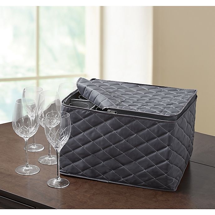 slide 3 of 4, .ORG Quilted 3-Layer Stemware Saver - Grey, 1 ct