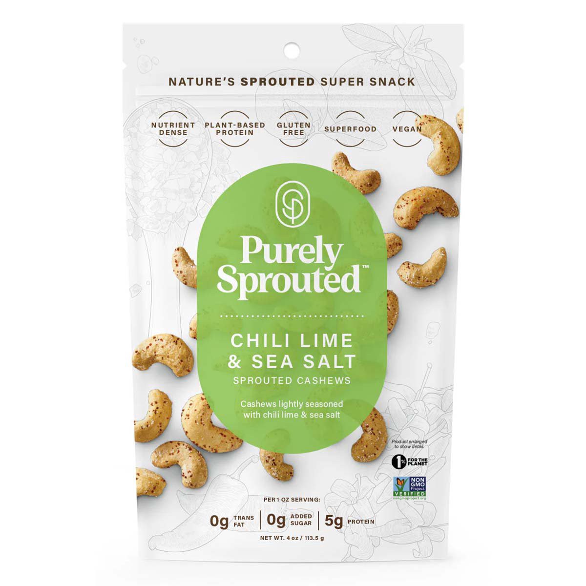 slide 1 of 1, Purely Sprouted Chili Lime & Sea Salt Sprouted Cashews 4 oz, 4 oz