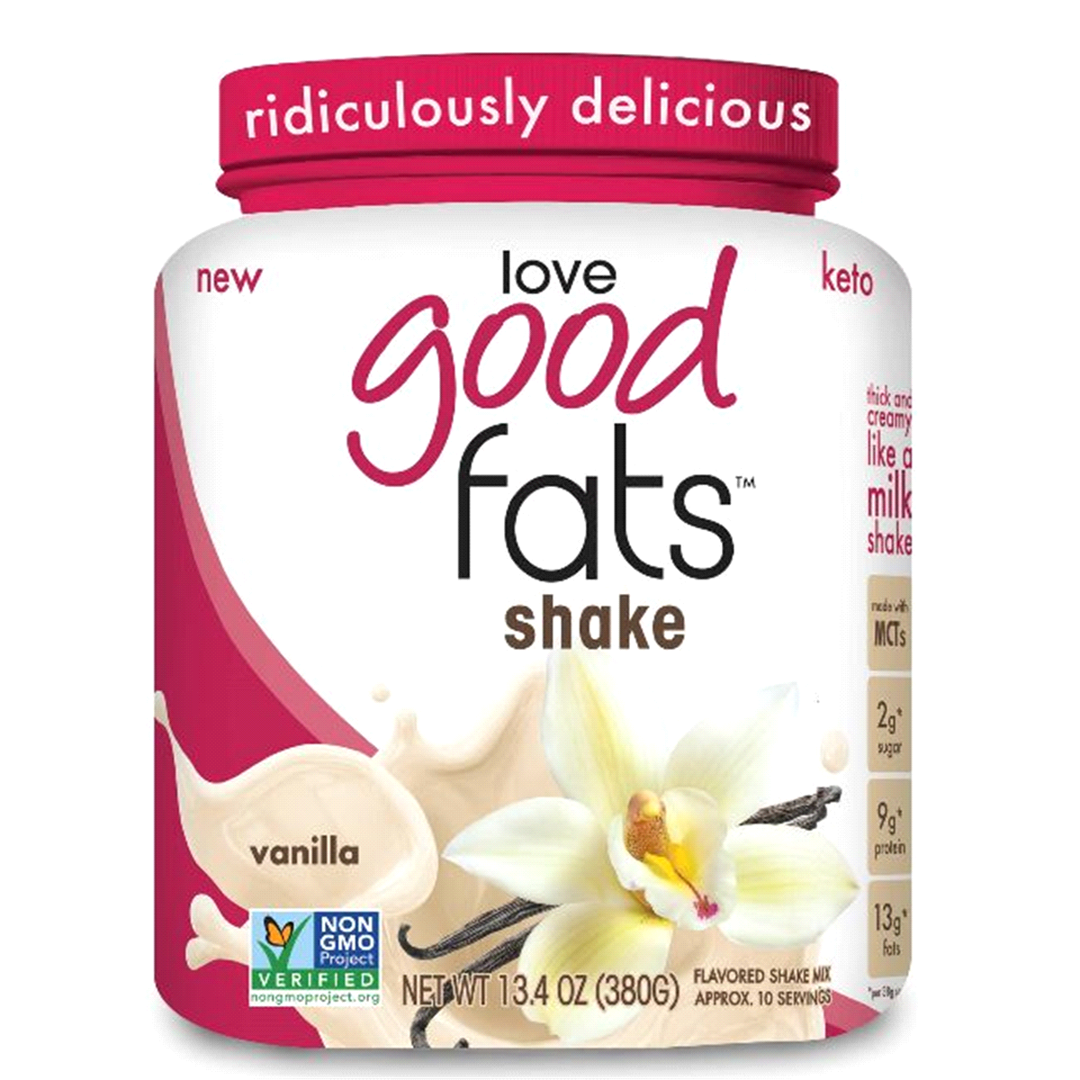 slide 1 of 1, Love Good Fats Vanilla Flavored Shake Mix, 13.4 oz