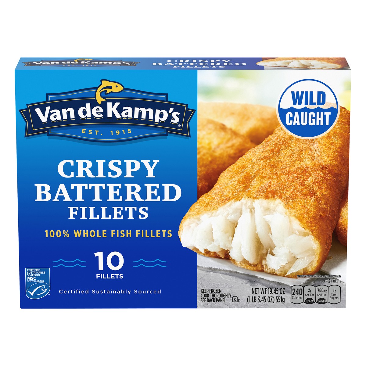 slide 1 of 2, Van de Kamp's Battered Crispy Fish Fillets, 19.45 oz