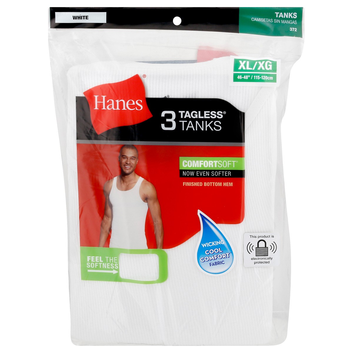 slide 8 of 9, Hanes XL/XG White Tagless Tanks 3 ea, 3 ct