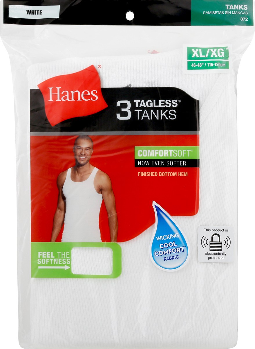 slide 1 of 9, Hanes XL/XG White Tagless Tanks 3 ea, 3 ct