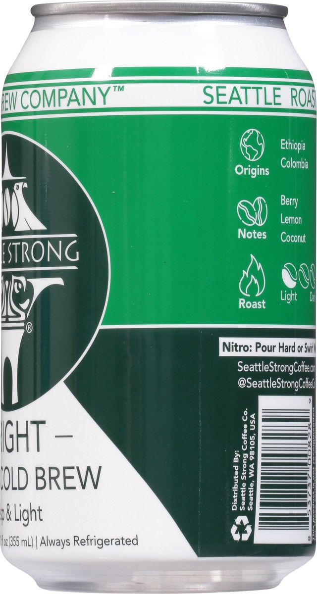 slide 11 of 12, Seattle Strong Nitro Cold Brew Unsweetened Bright Coffee - 12 fl oz, 12 fl oz