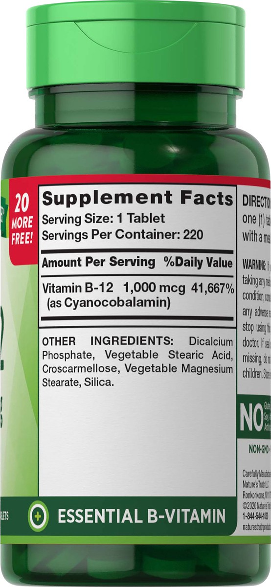 slide 4 of 5, Nature's Truth Vitamin B-12 1,000 mcg, 220 ct