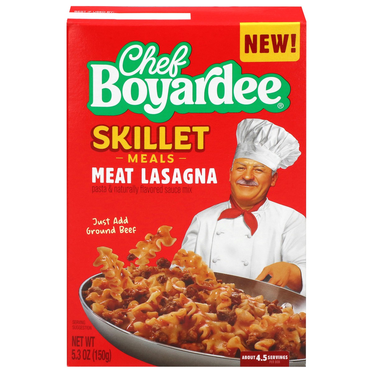 slide 1 of 13, Chef Boyardee Skillet Meals Meat Lasagna 5.3 oz, 5 inoz in