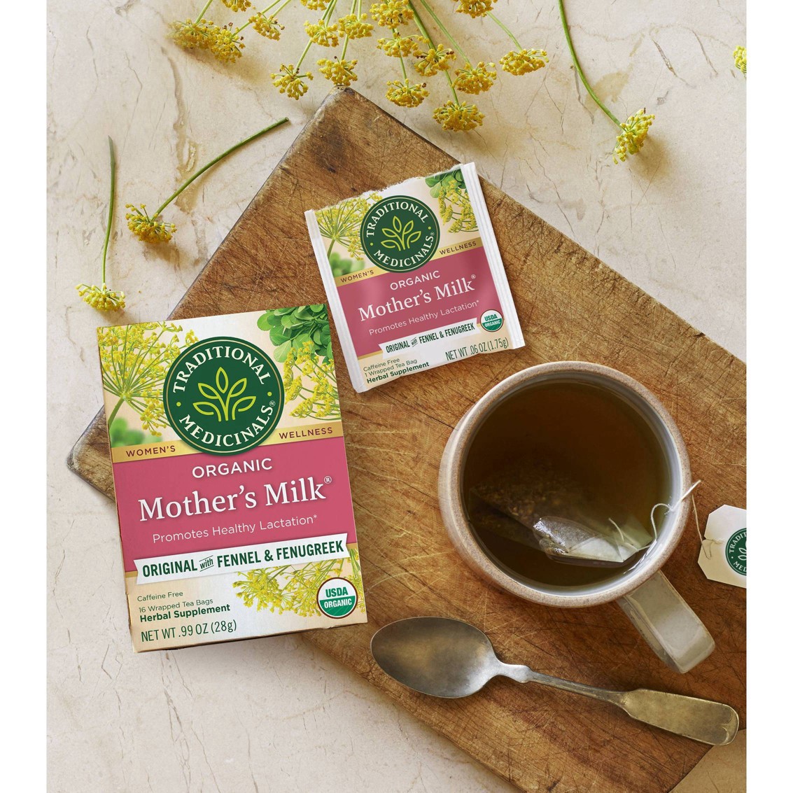 slide 55 of 56, Traditional Medicinals Organic Mother's Milk, Caffeine Free Herbal  Lactation Tea, 16 ct