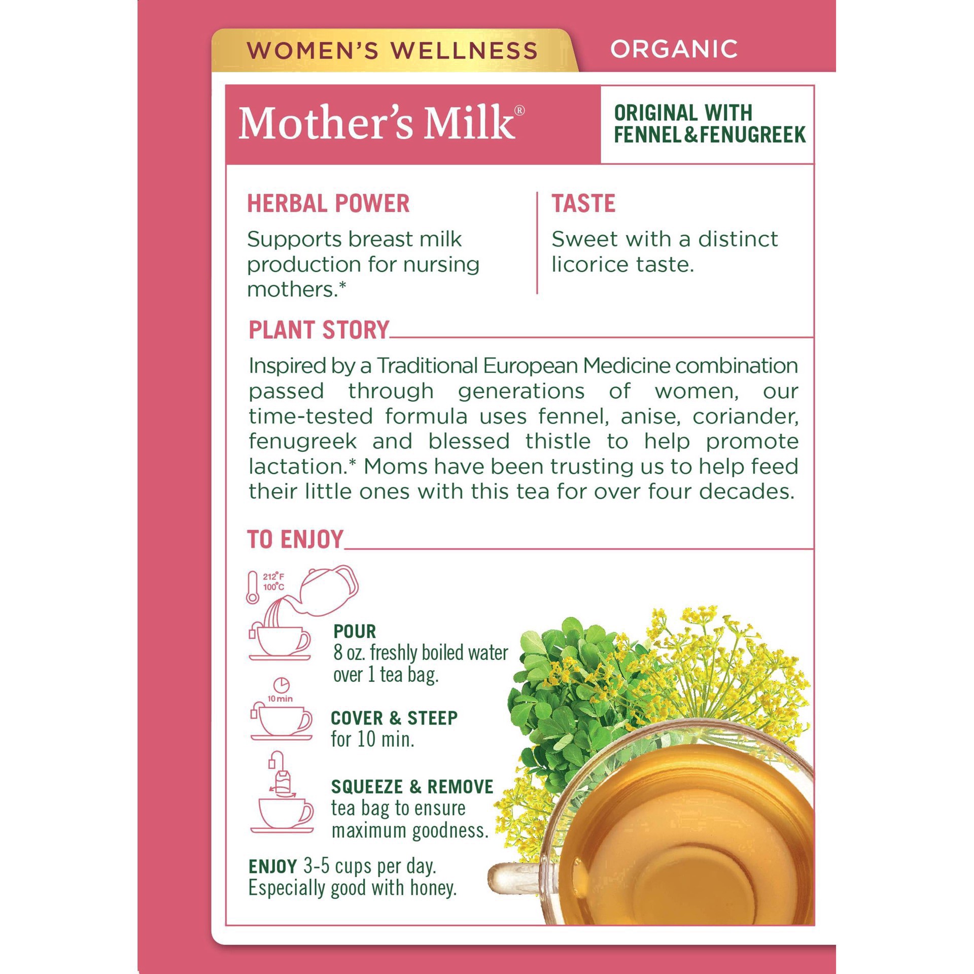 slide 9 of 56, Traditional Medicinals Organic Mother's Milk, Caffeine Free Herbal  Lactation Tea, 16 ct