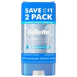 Gillette Clear Gel Antiperspirant and Deodorant for Men Cool Wave Scent Twin Pack - 2 of 3.8oz