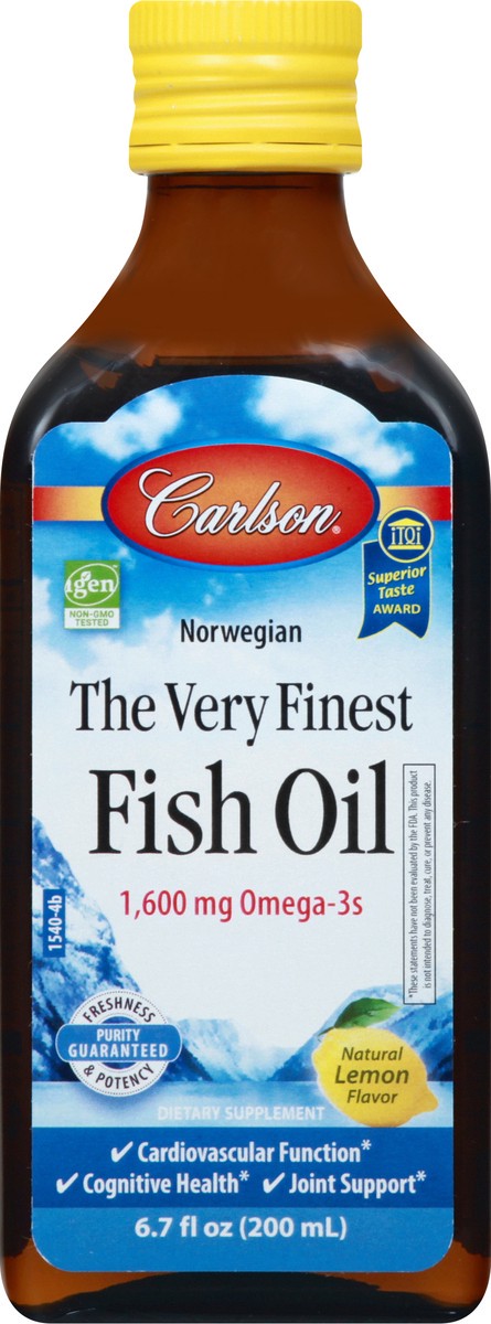 slide 1 of 11, Carlson The Very Finest Fish Oil Lemon Flavor Dietary Supplement, 6.7 fl oz