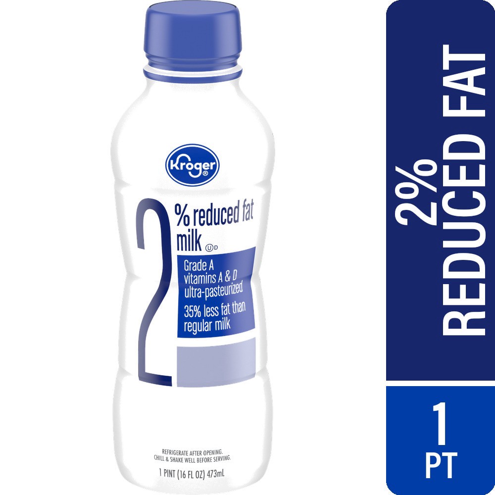 slide 1 of 4, Kroger 2% Reduced Fat Milk - 1 pint, 1 pint