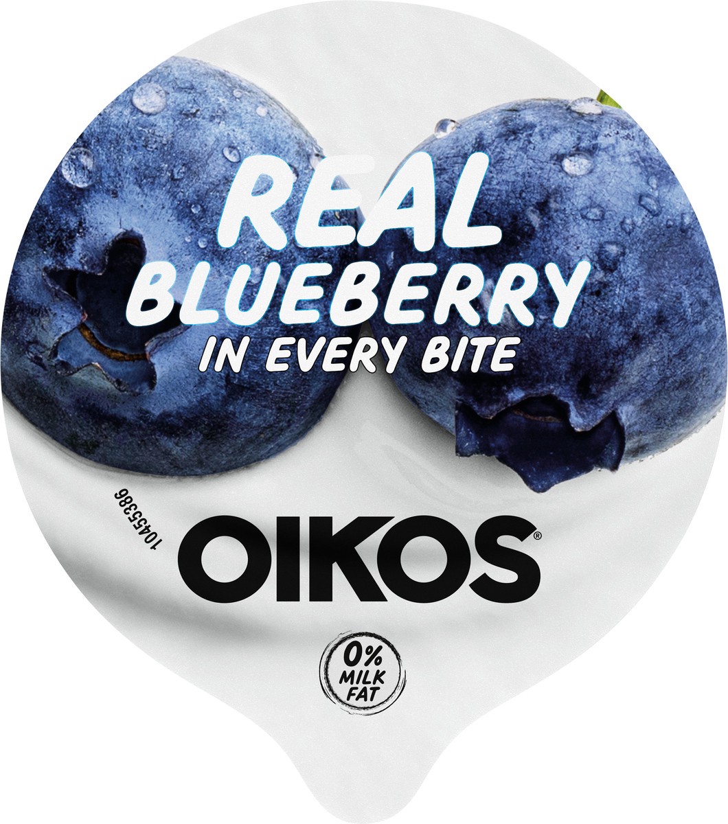 slide 9 of 13, Oikos Blended Blueberry Nonfat Greek Yogurt, 13g Protein, 100 Calories and 0% Milk Fat, High Protein Yogurt, 5.3 OZ Cup, 5.3 oz