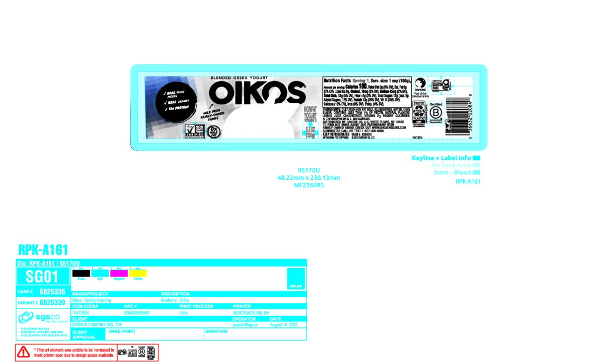 slide 10 of 13, Oikos Blended Blueberry Nonfat Greek Yogurt, 13g Protein, 100 Calories and 0% Milk Fat, High Protein Yogurt, 5.3 OZ Cup, 5.3 oz