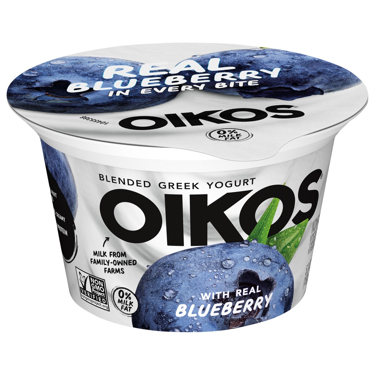 slide 11 of 13, Oikos Blended Blueberry Nonfat Greek Yogurt, 13g Protein, 100 Calories and 0% Milk Fat, High Protein Yogurt, 5.3 OZ Cup, 5.3 oz