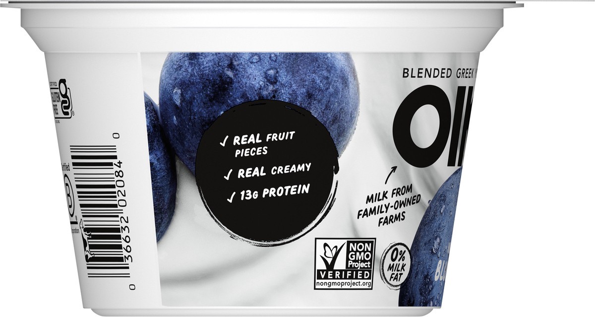 slide 12 of 13, Oikos Blended Blueberry Nonfat Greek Yogurt, 13g Protein, 100 Calories and 0% Milk Fat, High Protein Yogurt, 5.3 OZ Cup, 5.3 oz