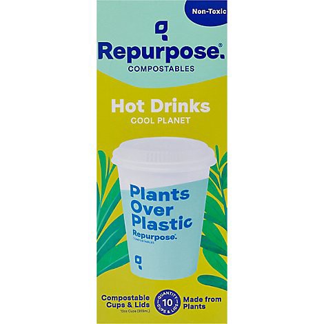 slide 1 of 1, 12oz 10ct Cup & Lid Set Compostable - 10 CT, 10 ct