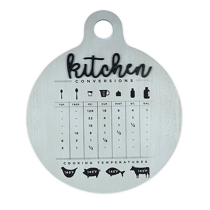 slide 1 of 5, Prinz Kitchen Conversion Chart MDF Plaque Wall Art - White, 17 in x 20 in