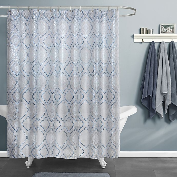 slide 1 of 1, Maytex Primrose Shower Curtain - Blue/White, 1 ct