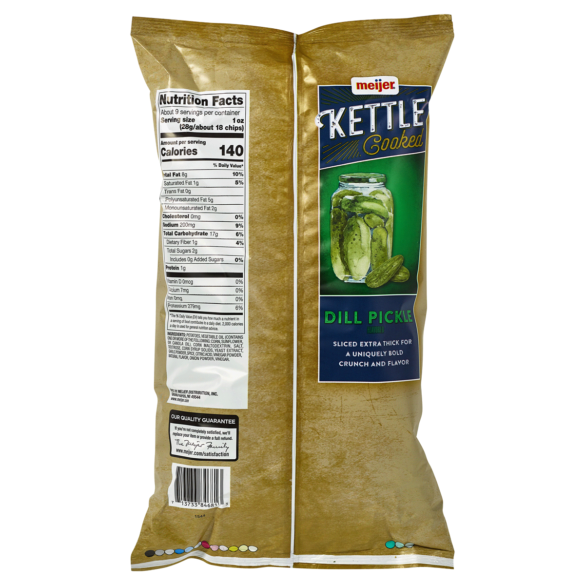 slide 2 of 2, Meijer Dill Pickle Kettle Cooked Chips, 8.5 oz