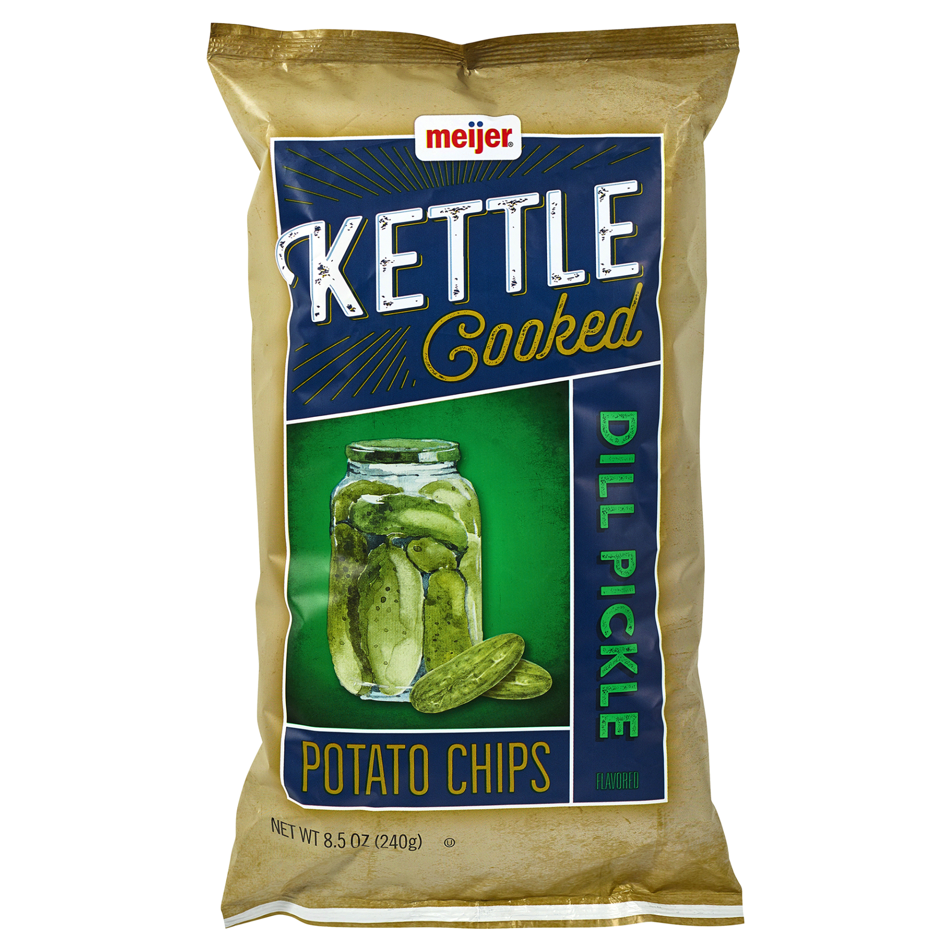 slide 1 of 2, Meijer Dill Pickle Kettle Cooked Chips, 8.5 oz