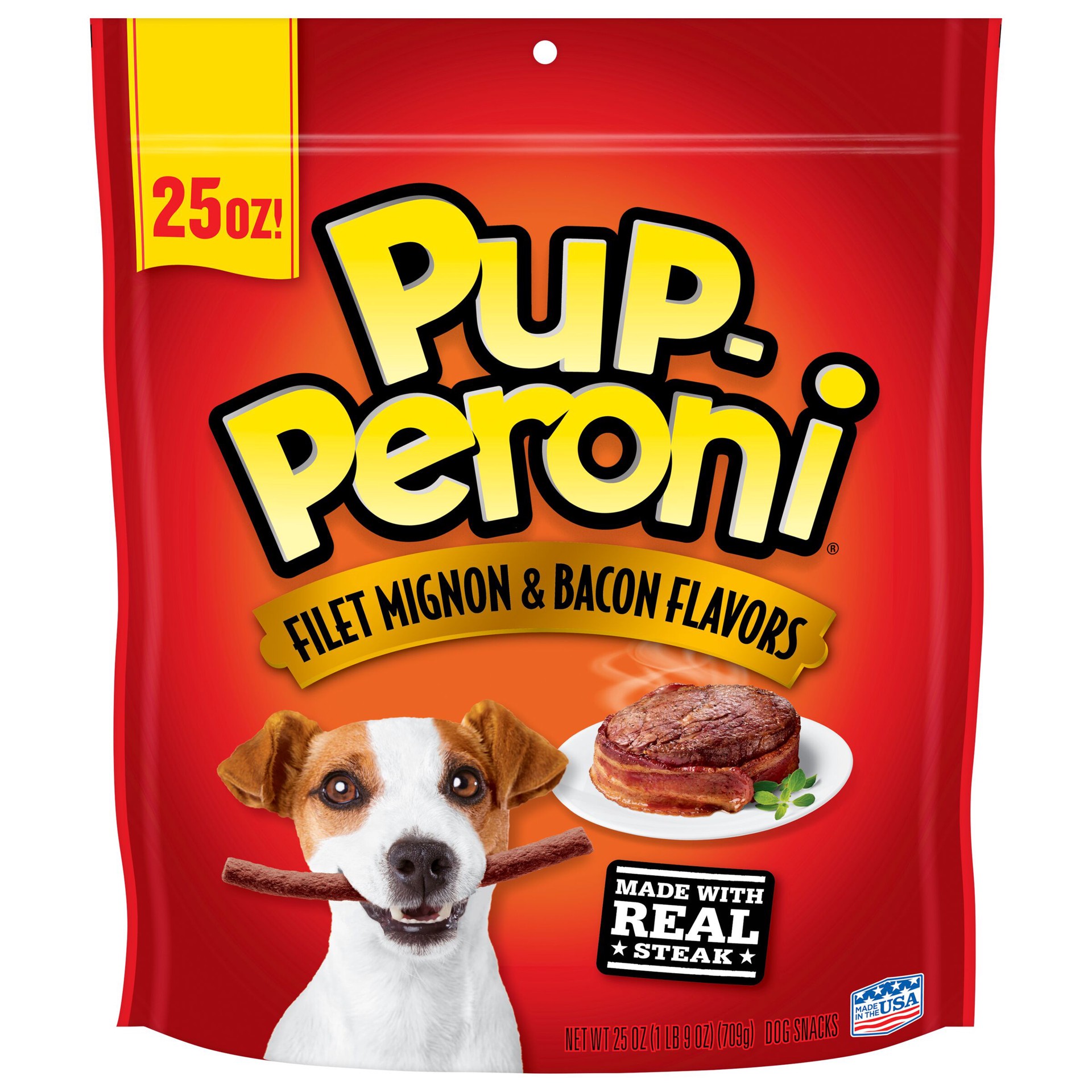 slide 1 of 11, Pup-Peroni Filet Mignon & Bacon Flavors Dog Snacks, 25-Ounce, 25 oz