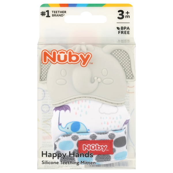 slide 1 of 1, Nuby Happy Hands 3m+ Silicone Teething Mitten 1 ea, 1 ct