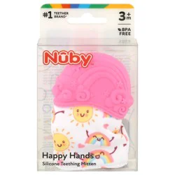 Nuby Happy Hands Silicone Teething Mitten, 3m+, 1 ea