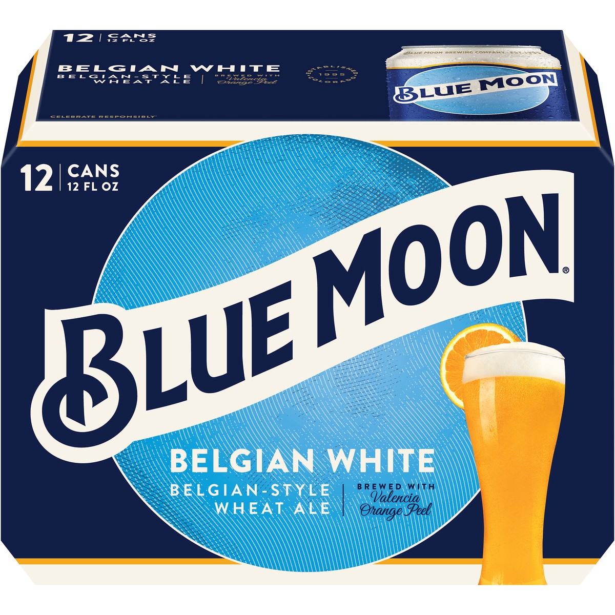 slide 3 of 4, Blue Moon Crisp and tangy with subtle citrus sweetness, Blue Moon Belgian White is a Belgian-style wheat ale beer perfect for sharing. Full of zesty orange fruitiness, this citrus beer with 5.4% ABV boasts a creamy body and light spicy wheat aroma., 12 ct; 12 oz