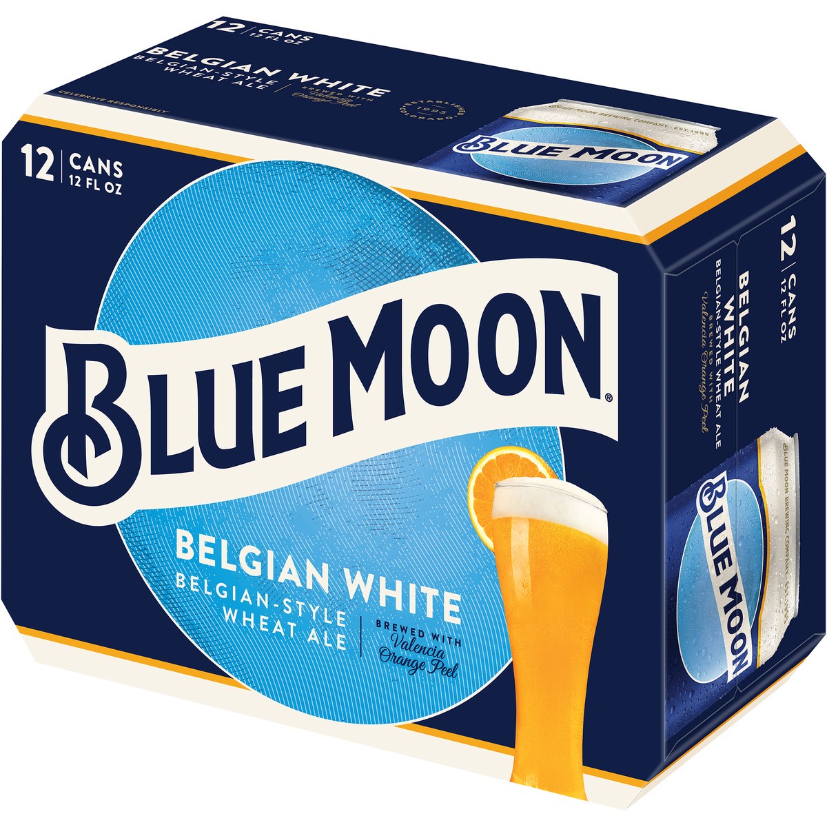 slide 2 of 4, Blue Moon Crisp and tangy with subtle citrus sweetness, Blue Moon Belgian White is a Belgian-style wheat ale beer perfect for sharing. Full of zesty orange fruitiness, this citrus beer with 5.4% ABV boasts a creamy body and light spicy wheat aroma., 12 ct; 12 oz