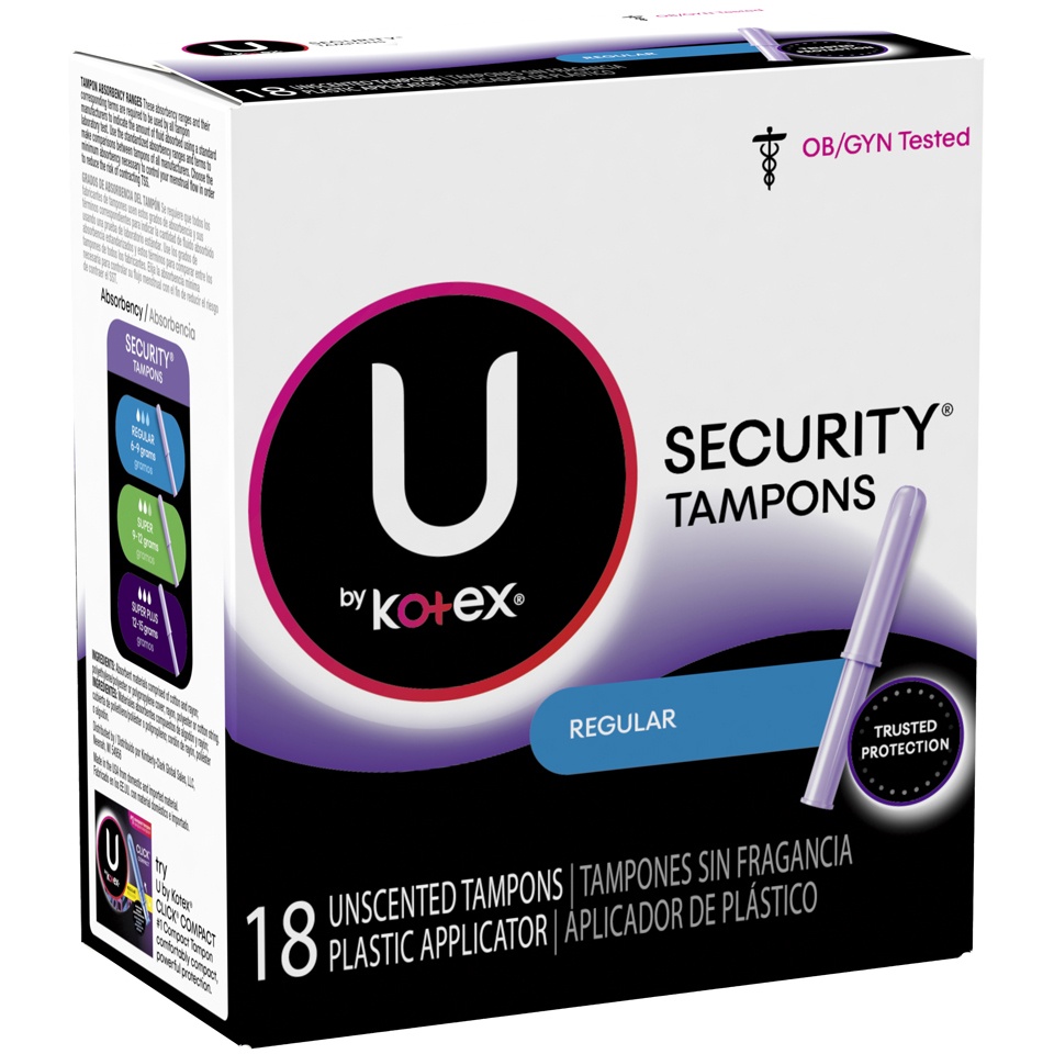 U by Kotex Security Tampons Regular Unscented 18 ct Shipt