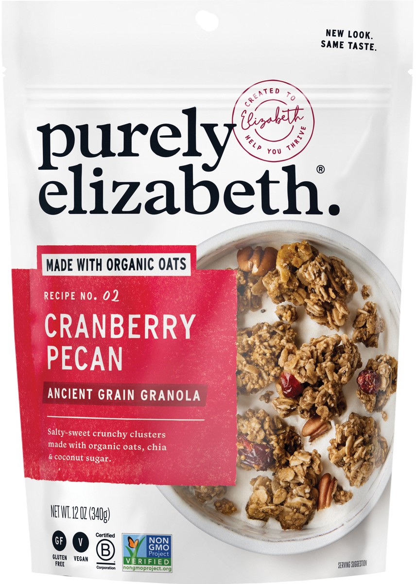 slide 3 of 9, Purely Elizabeth Cranberry Pecan Cereal Granola, 12 oz