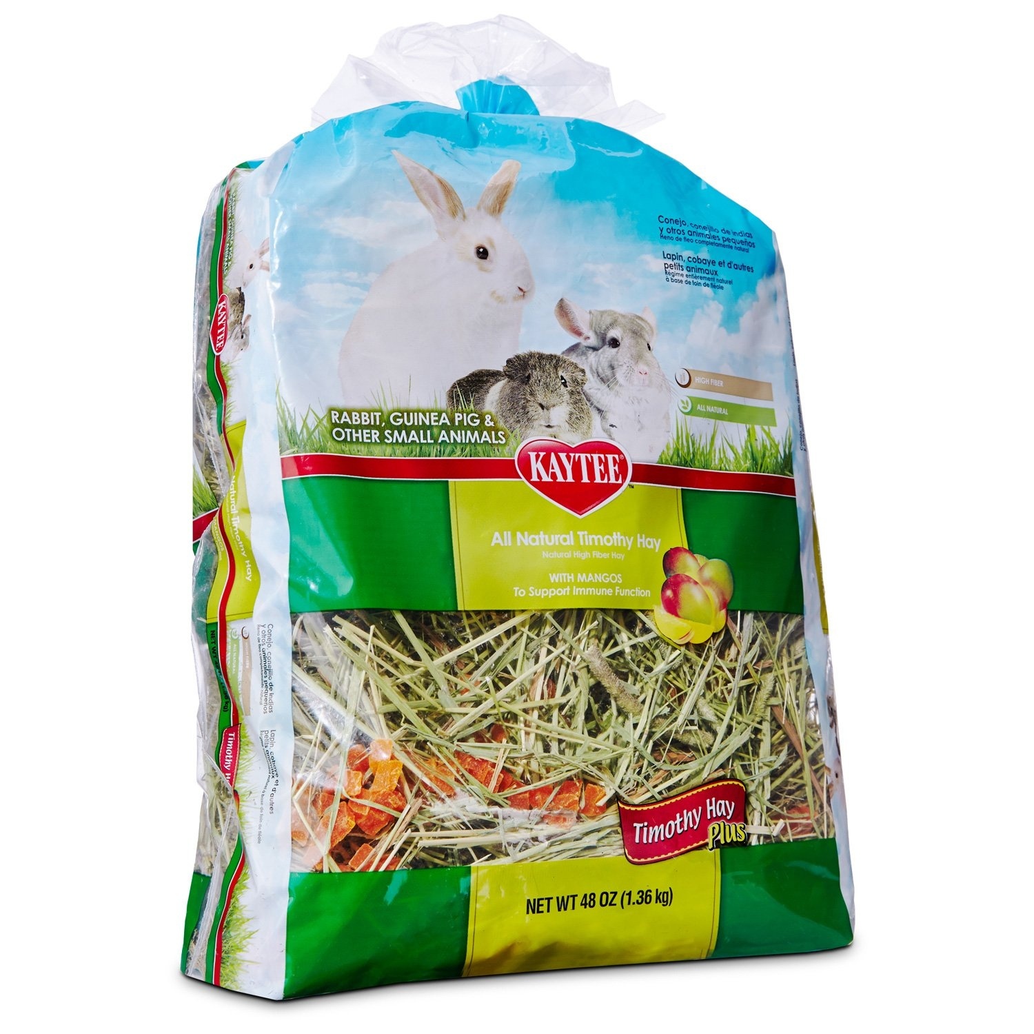 slide 1 of 1, Kaytee All Natural Timothy Hay with Mango for Rabbits & Small Animals, 48 oz