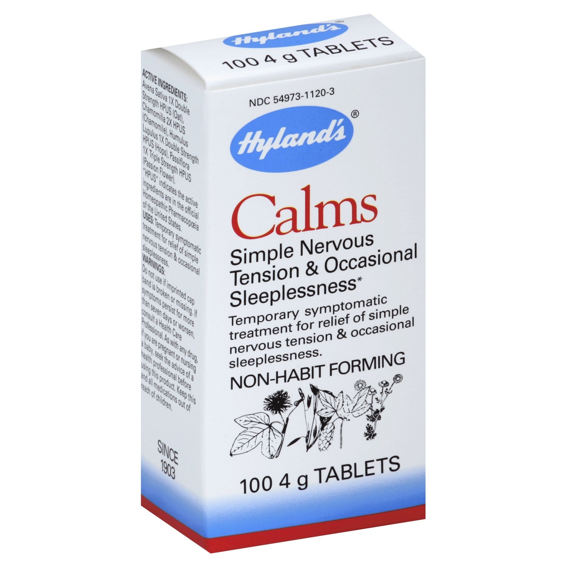 slide 1 of 1, Hyland's Homeopathic Calms, 100 ct