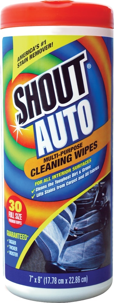 slide 1 of 1, Shout Auto Interior Multi-Purpose Cleaning Wipes, 30 ct