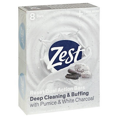 slide 1 of 1, Zest Reset Bar Soap with Pumice & White Charcoal, 8 ct