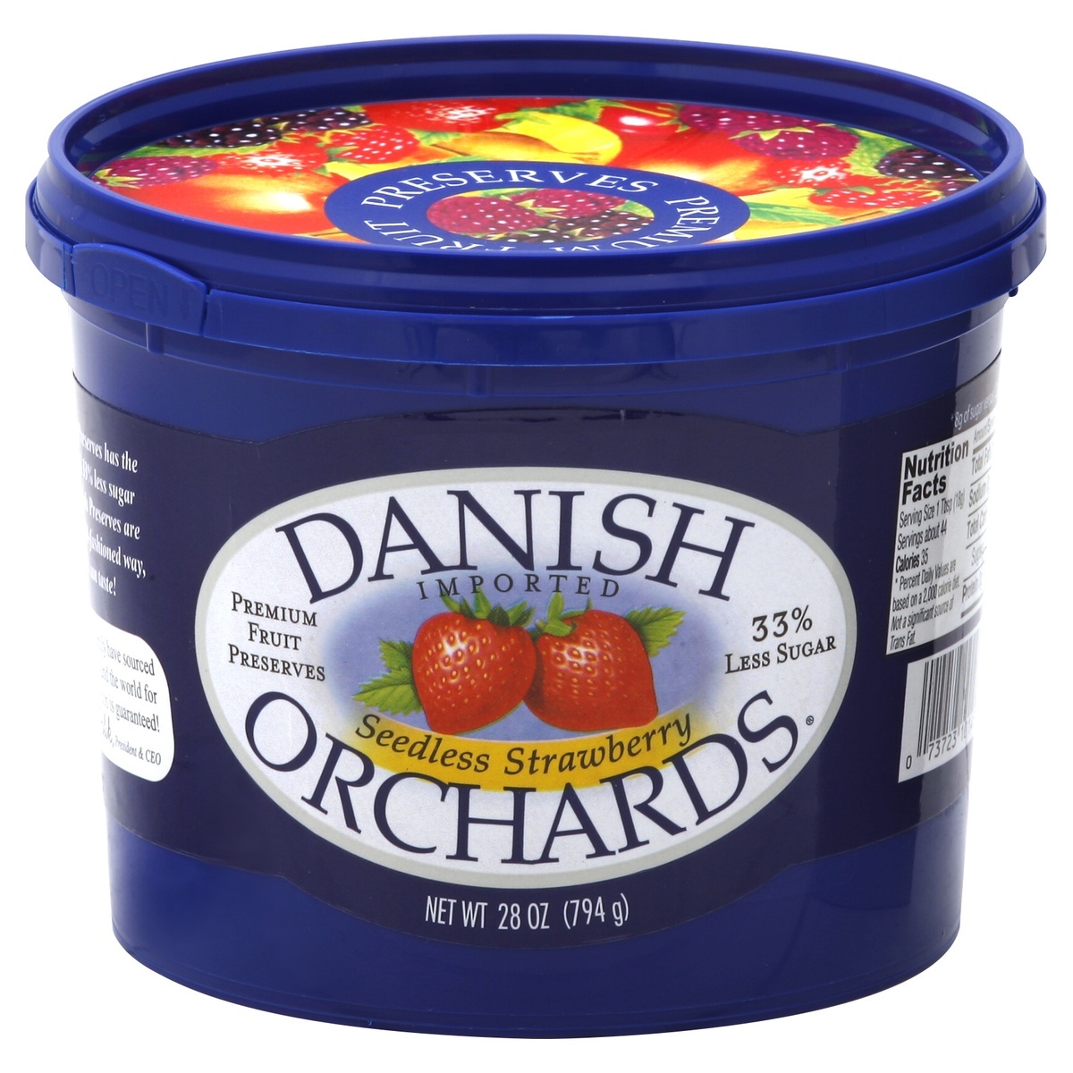 slide 1 of 3, Danish Orchards Fruit Preserves Premium Seedless Strawberry, 
