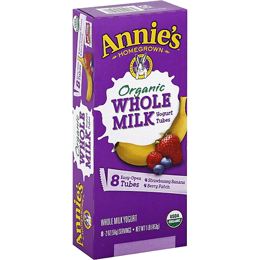 slide 3 of 4, Annie's Homegrown Organic Whole Milk Strawberry Banana Yogurt Tubes, 8 ct; 2 oz