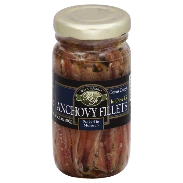 slide 1 of 1, Bella Famiglia Anchovy, Fillets, in Olive Oil, 3.5 oz